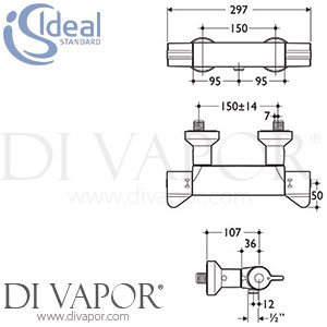 Ideal Standard Contour 21 Bath Shower Thermostatic Mixer Built-In Non Domestic Tap Spare Parts - IDL DV 212
